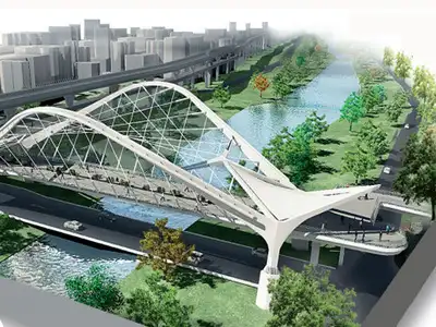 Bhide Bridge in Pune closed for metro construction with barriers and machinery.