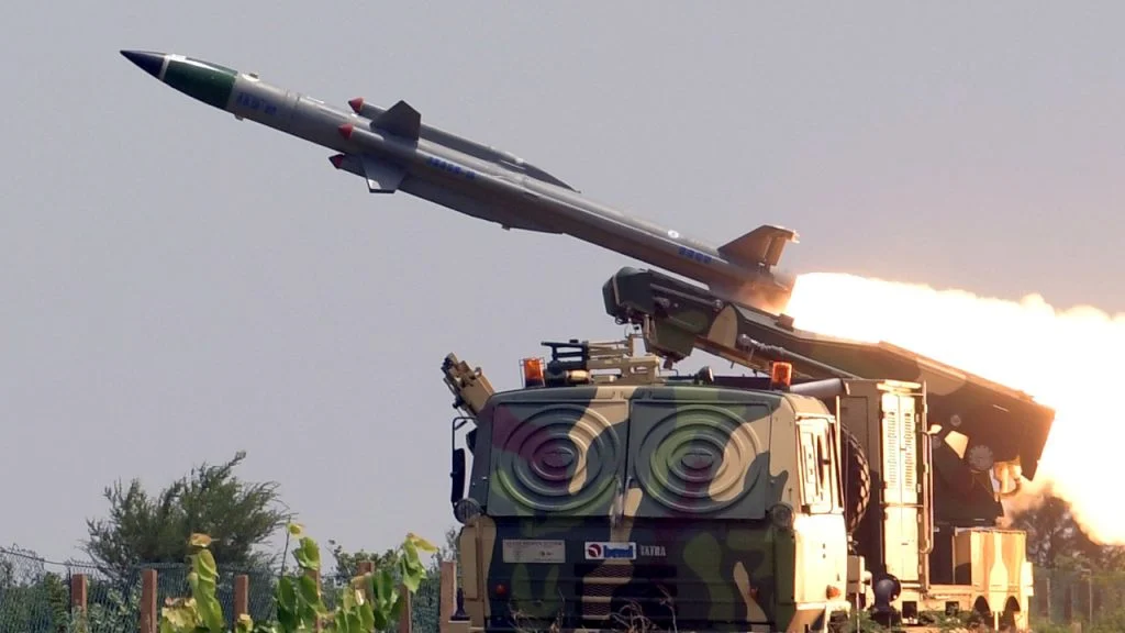 Indian Army showcasing indigenously produced surface-to-air missile system.