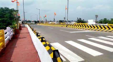 Tilted overbridge in Bhopal turned 90 degrees, posing safety risk for commuters.