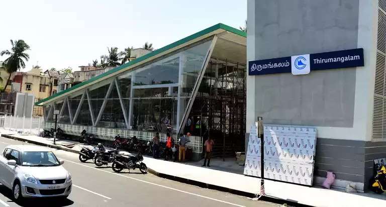 Digital rendering of Chennai Metro Phase II station featuring office pods and café zones