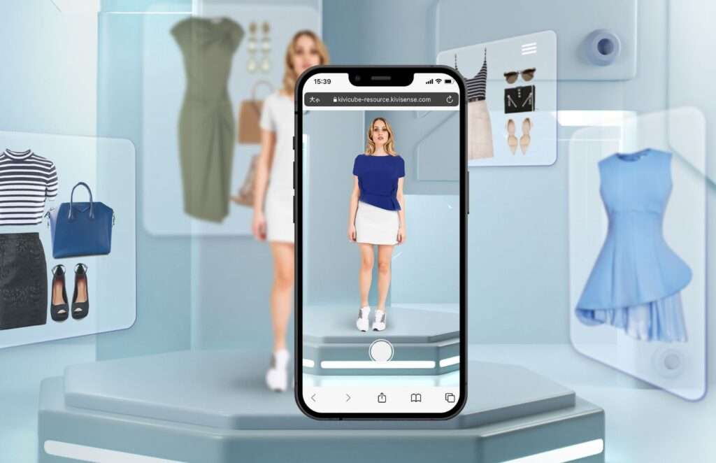 A user tries on virtual clothing through Google’s Doppl app, using augmented reality on a smartphone.