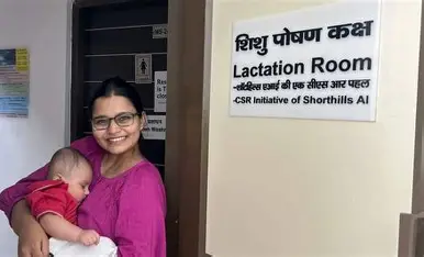 IIT Delhi's new lactation room with nursing chair and privacy setup for mothers.