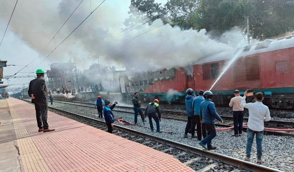 Bidi sparks train fire