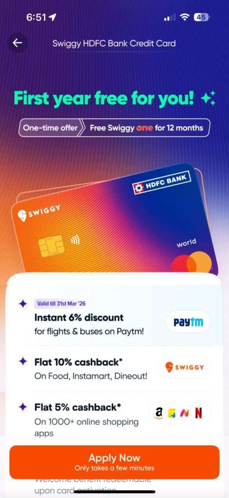 Swiggy HDFC Bank Credit Card