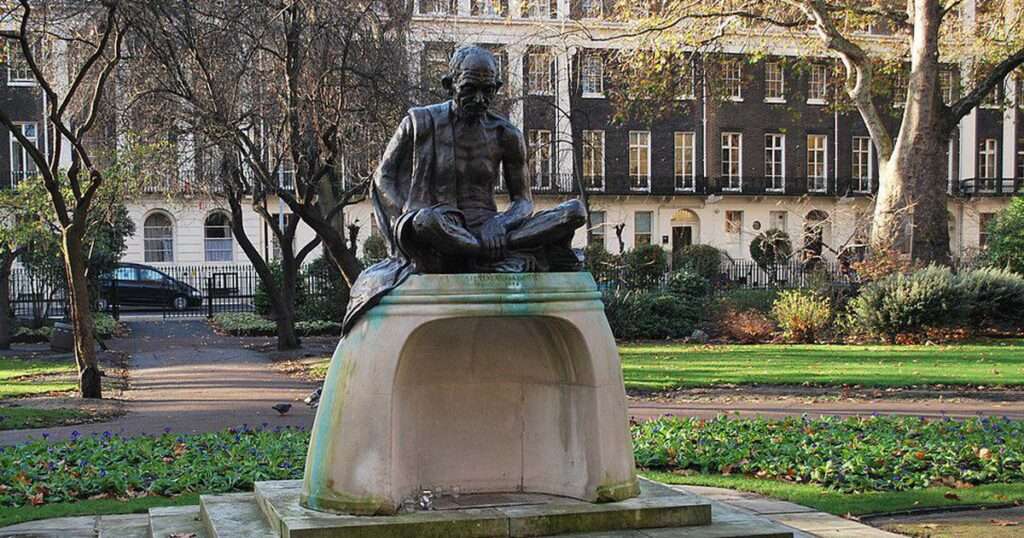 Vandalised Gandhi statue London
