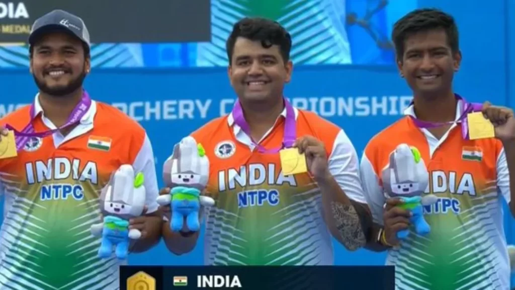 Indian archery team celebrates historic gold