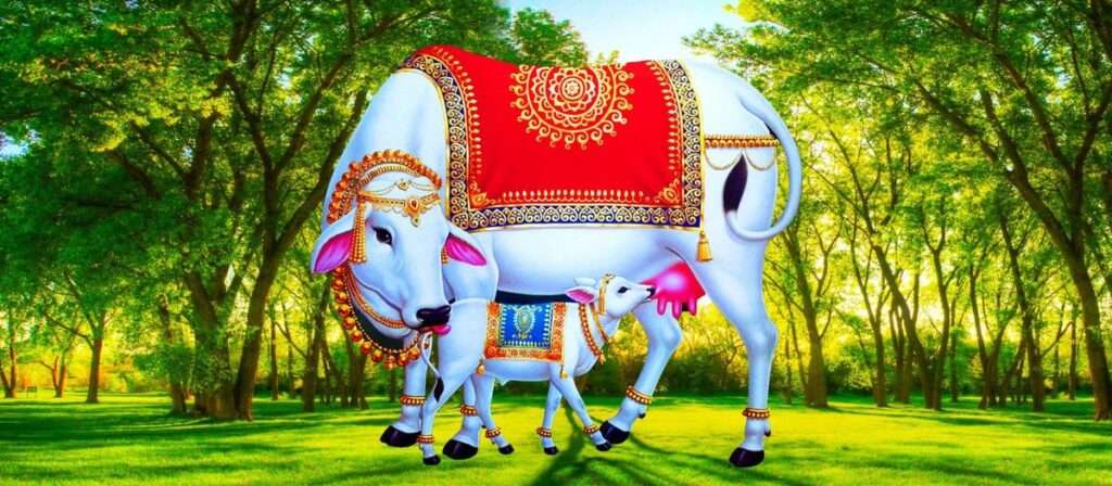 Kamadhenu divine cow illustration