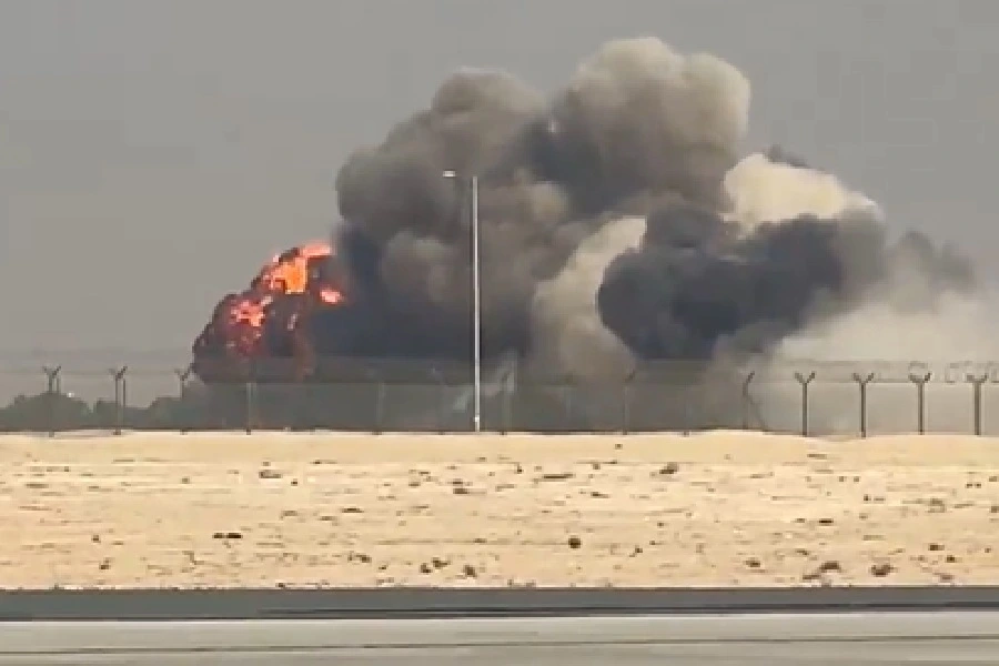 Tejas jet crash site scene