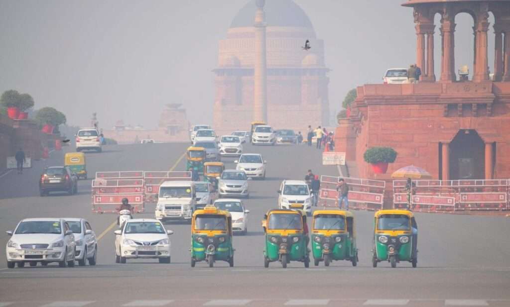 Smog over Delhi skyline showing poor air quality