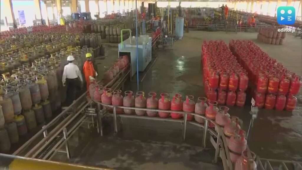 LPG cylinders stacked in storage area