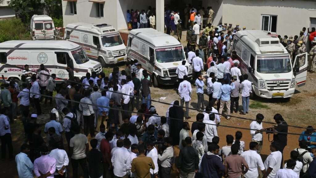 Telangana Chevella bus accident scene