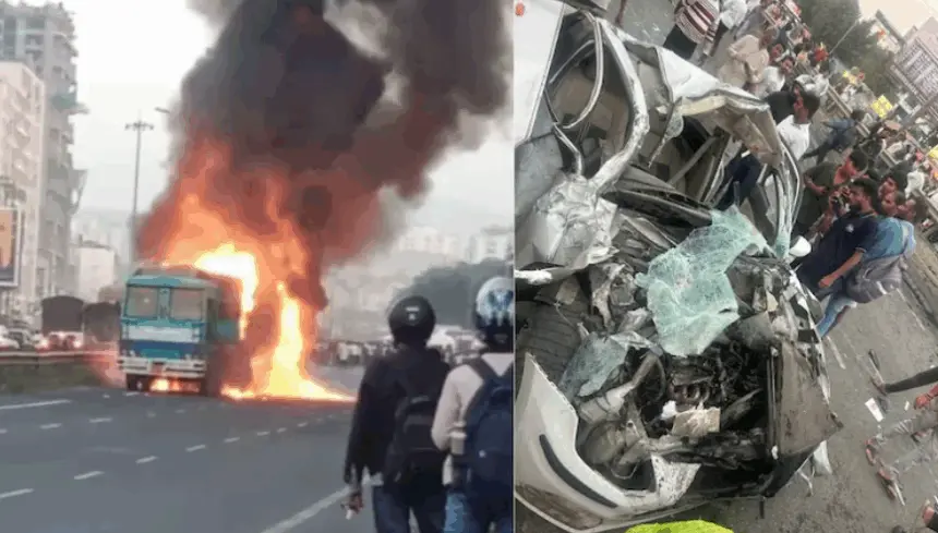 Navale Bridge crash aftermath