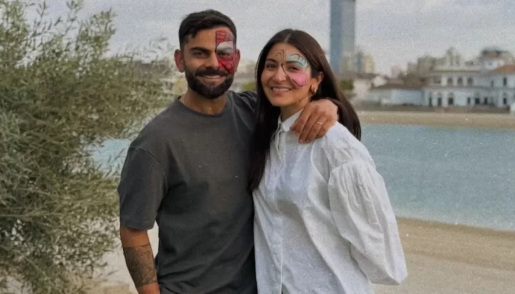 “Virat Kohli Anushka Sharma smiling”