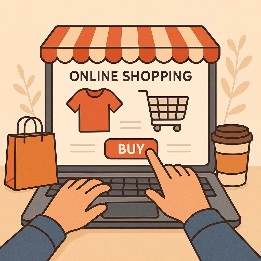 Social commerce graphic: exploding in-app shopping trend.