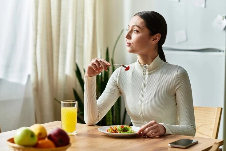 Stressed person overwhelmed by food choices and labels.
