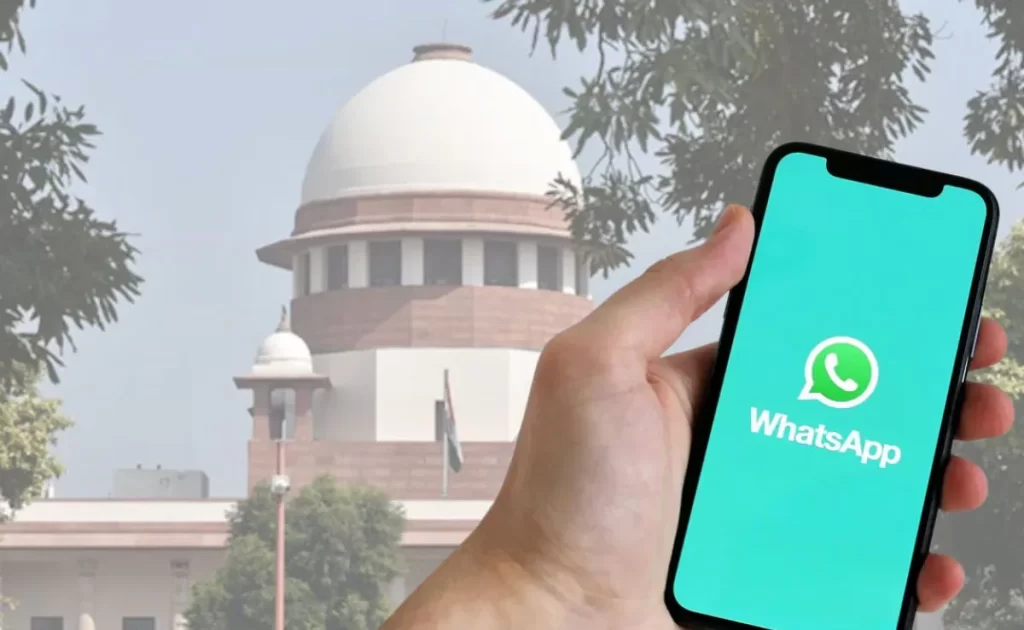 WhatsApp logo with Supreme Court gavel