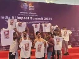 ai summit shirtless protest