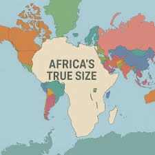 Africa’s vast landmass compared to major regions.