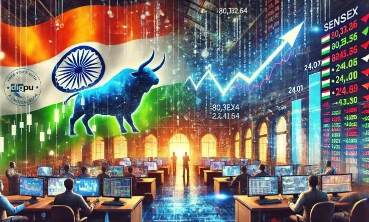 The Indian stock market is going down a lot, with the Sensex dropping more than 800 points.