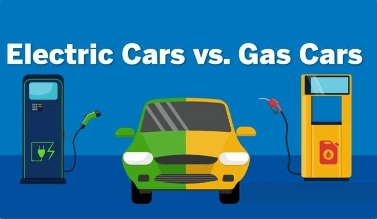 Electric car charging at station.