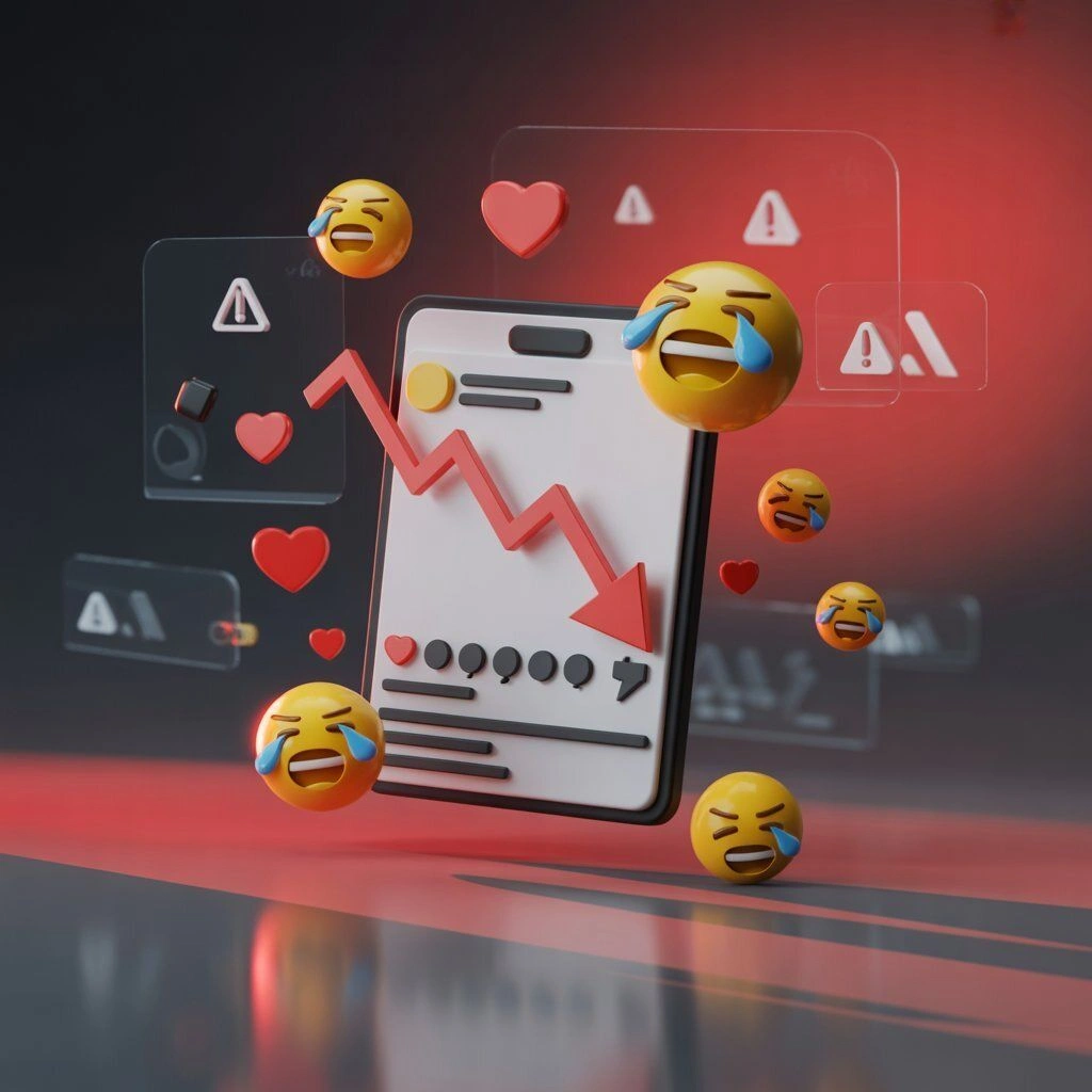 Social media graph showing reach drop