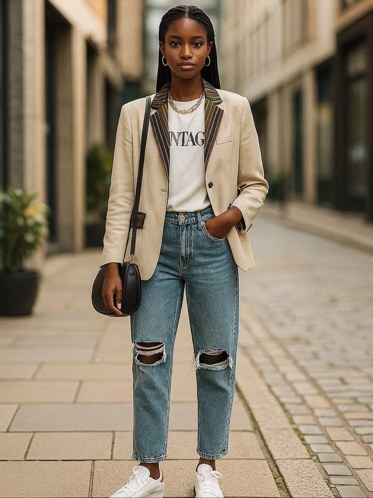 Professional office summer outfit for hot commutes.