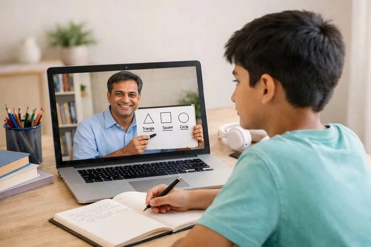 Kids using summer learning apps on tablets.