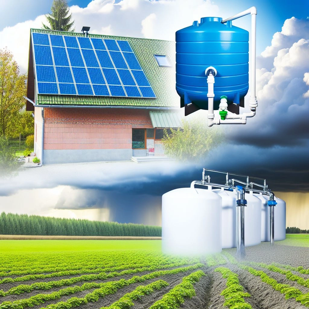 Rooftop rainwater harvesting system collects 10,000 liters.