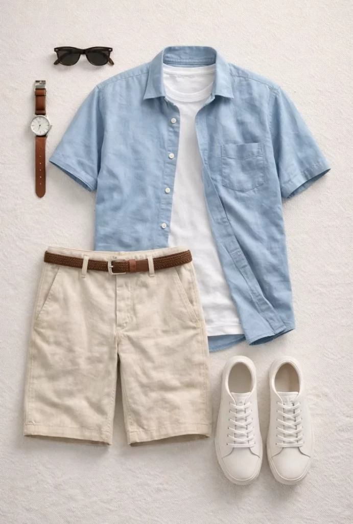 Stylish Indian man in linen kurta, summer outfit.