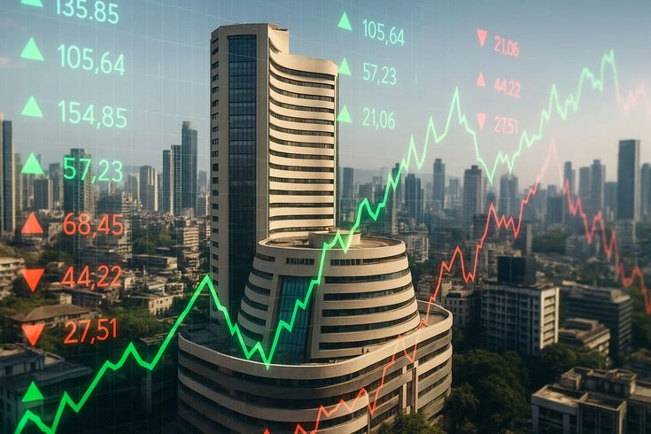 Sensex Nifty volatile amid global banking pressures.