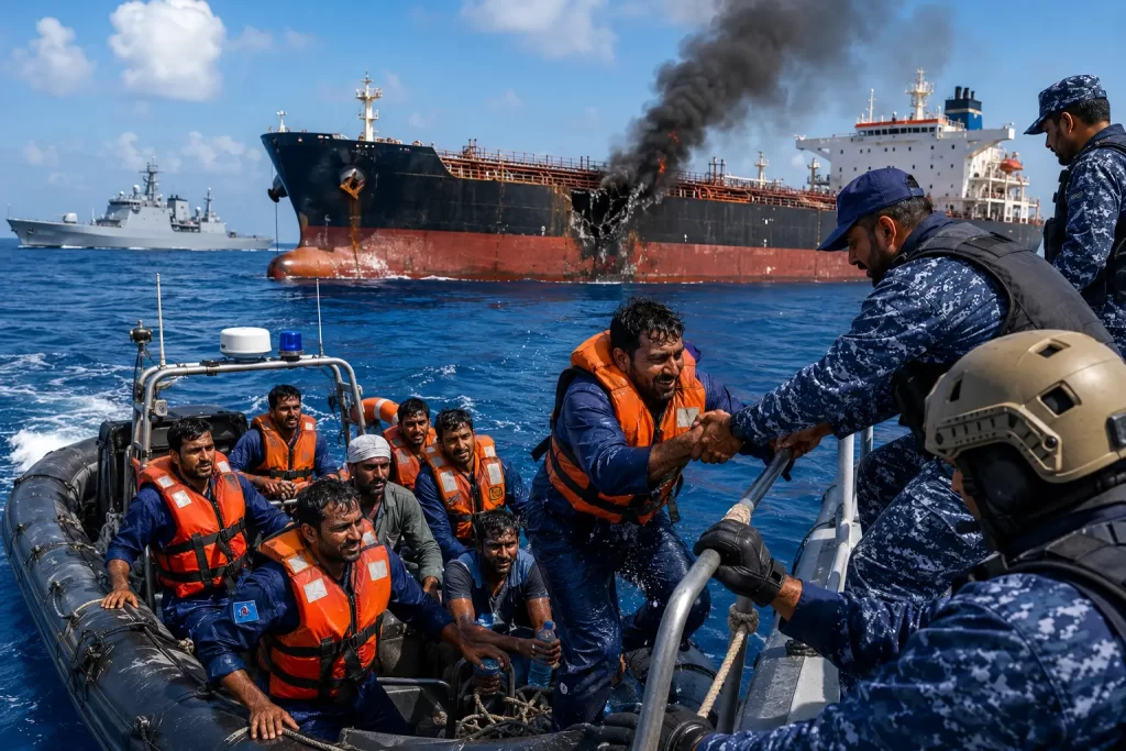 Indian Crew Rescued After Tanker Missile Incident