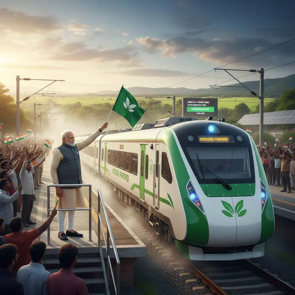 India Rolls Out Its First Hydrogen-Powered Train, Marking a New Chapter in Green Rail Travel.