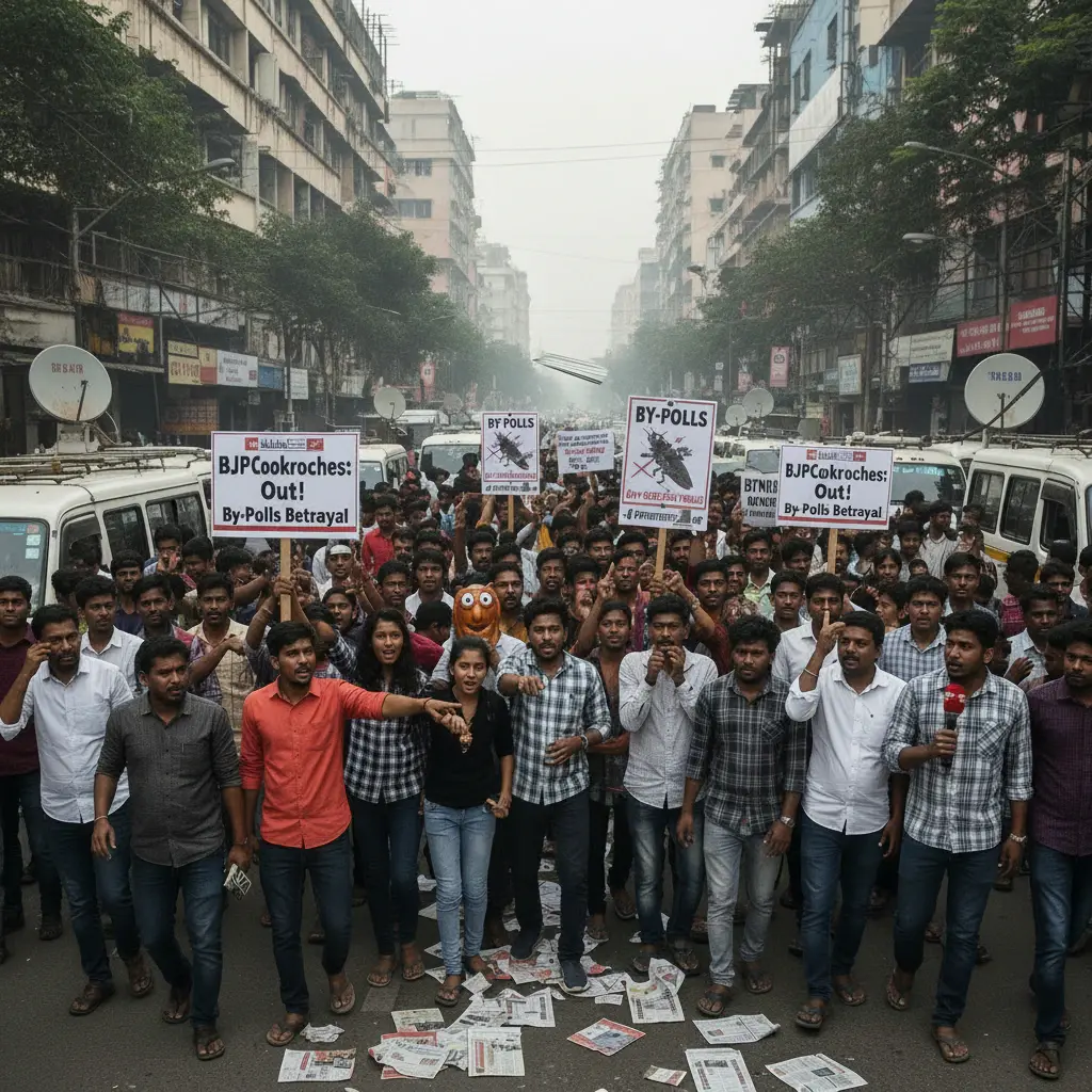 BJP suffers shock by-poll losses amid "Cockroach" protest movement