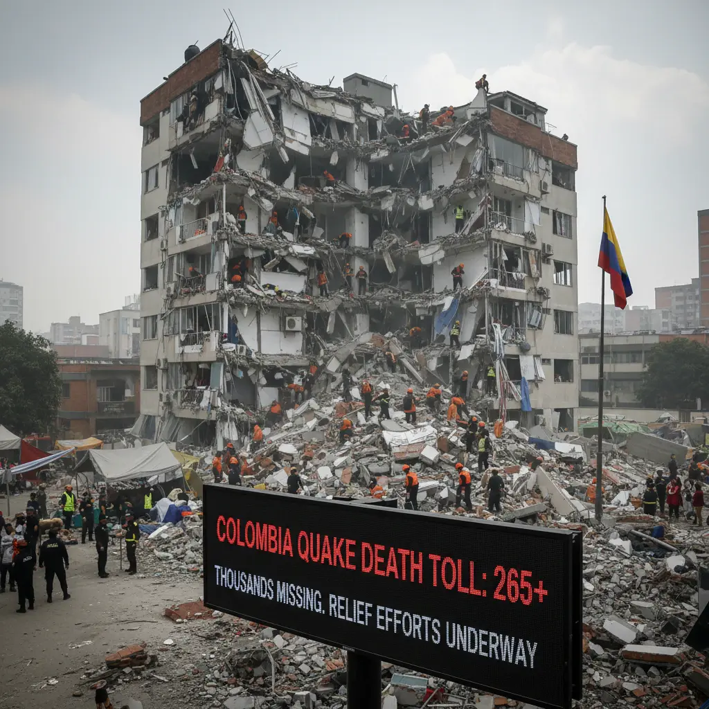 Colombia quake death toll tops 265, thousands missing.