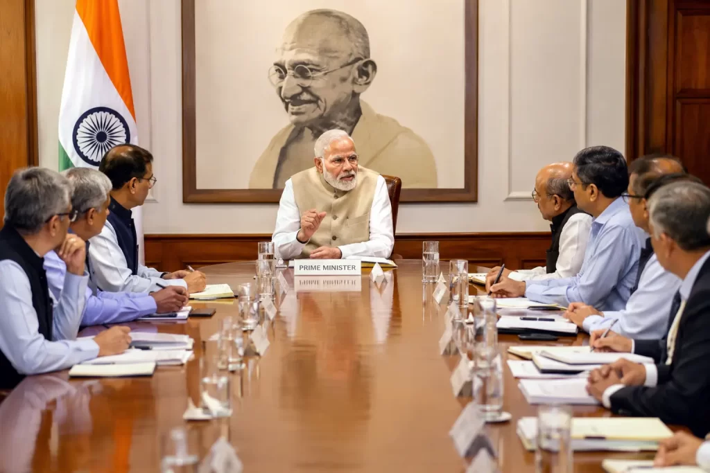 PM Modi chairs high-level review with top government secretaries, calls for long-term governance vision.
