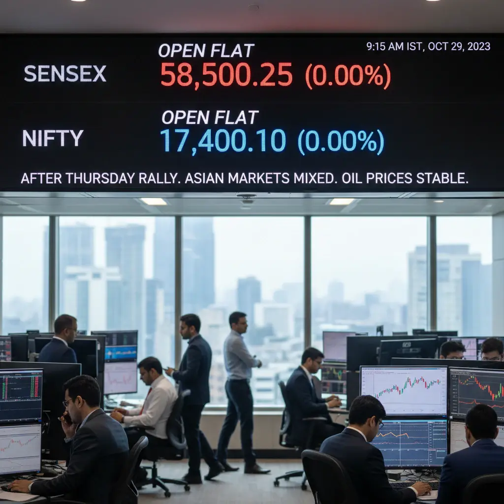 Sensex, Nifty open flat after Thursday rally