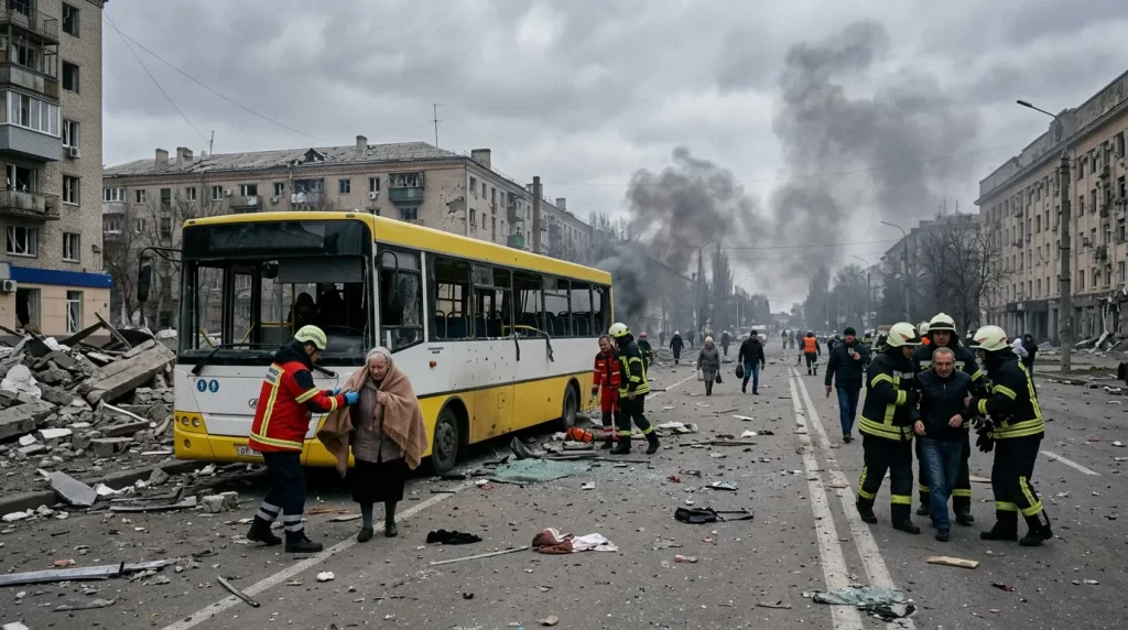 Russian Strikes Kill Civilians in Ukraine as Buses Are Hit in Kramatorsk