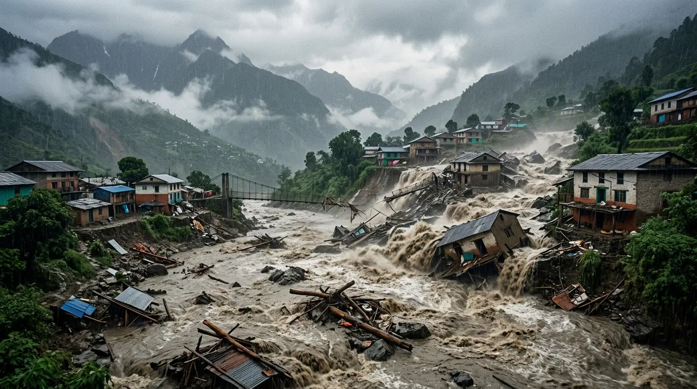 When the Mountain Moves: Flash Flood Sweeps Away Over 35 Houses and Bridges in Nepal’s Gorkha.
