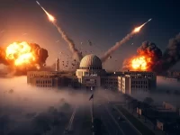 Explosions near a government building.